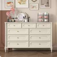 Armoire de rangement moderne à cinq tiroirs en bois massif pour chambre à coucher, meuble de fin de lit crème français sur pied pour salon, multi-usage