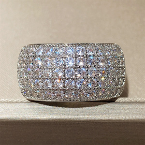 Anello Largo con Micro Pavé di Zirconi Cubici, Stile Hip Hop <span class=keywords><strong>Rock</strong></span> <span class=keywords><strong>Punk</strong></span>, Semi o Completamente Tempestato di Zirconi, per Uomo e Donna - Product Image 6