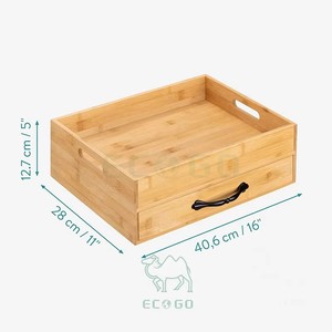 Caja de Té de Bambú Orgánico, Cofre de Almacenamiento de Madera para Bolsitas de Té, Tapa Acrílica con Bisagras, Cajón Deslizable para Hojas de Té Sueltas - Product Image 3