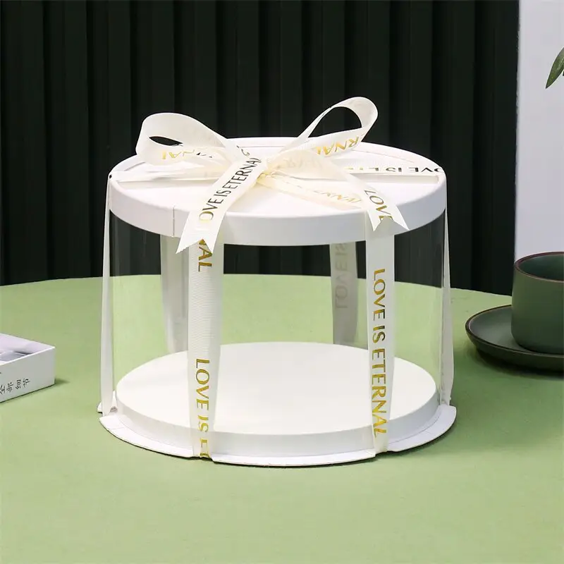 결혼식 생일 파티 및 선물 전시를위한 높은 층 케이크 상자 투명 플라스틱 포장