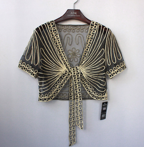 Tops de moda para <span class=keywords><strong>mujer</strong></span>, ropa de perspectiva salvaje, chal pequeño de <span class=keywords><strong>gasa</strong></span> con cordones de encaje, Boleros, Tops - Product Image 6