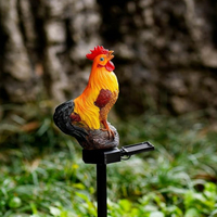 Lampes solaires à piquet en forme de coq, jolies statues de dessins animés, sculptures de coqs, lampes solaires de jardin pour la décoration artistique de patio et de cour