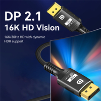 16K DP 2,1 Cable Pantalla de alta frecuencia de actualización Puerto DP Macho a macho Cable de audio y VIDEO 4K 8K 60HZ 120HZ 144HZ DP2.0 DP2.1 Cable de línea