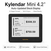 Kylendar Mini 4.2" Layar E-Paper WiFi Pemantau Saham Otomatis Terupdate untuk Kantor Rumah Meja Trading Monitor Real-Time