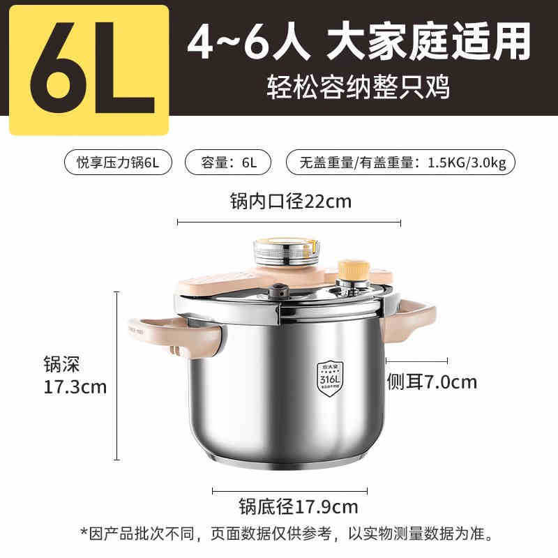 22 ซม. 6 ลิตร [120kPa สแตนเลส 316L หนาพิเศษ]