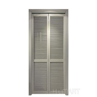 Porte intérieure à double volet avec finition grain de bois, volet de ventilation à lattes complètes, porte double battante en bois