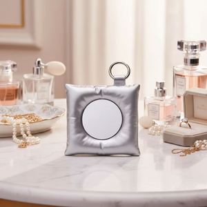 Portable Puffer Makeup Mirror Square Travel Mini Pocket Mirror <b>Keychain</b> Bag Pendant Decoration for Handbag - Product Image 1