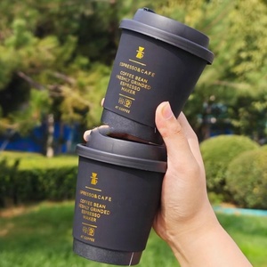 Gobelets à <span class=keywords><strong>café</strong></span> jetables écologiques biodégradables avec logo personnalisé OEM, gobelets en papier à double paroi compostables pour boissons chaudes - Product Image 2