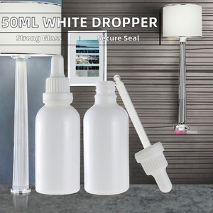 Botella de Vidrio Vacía de 50 ml, Blanca Brillante, para Uso Cosmético e Industrial, con Gotero Blanco a Prueba de Manipulación - Product Image 4