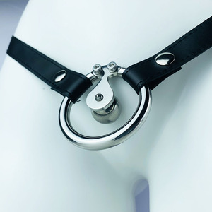 FRRK PU cintura di castità con barra di metallo gabbia per cazzo invertito anelli per pene in acciaio inossidabile Fetish <span class=keywords><strong>Erotic</strong></span> BDSM gabbia corta per uomo - Product Image 3