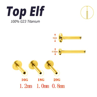 Tige de boucle d'oreille non filetée en titane G23 ASTM F136 de vente en gros chaude pour clous d'oreille goujons de nez accessoires de goujons à lèvres