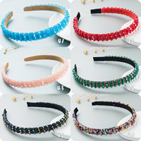 Serre-Tête de Luxe Baroque Pailleté à Strass et Perles Rembourré, Accessoire de Cheveux Tendance en Gros pour Femme