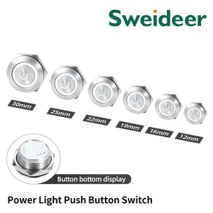 Mekanik ekipman için mini kısa tip paslanmaz çelik anlık LED düğmesi ultra ince su geçirmez basma düğmesi anahtarı
