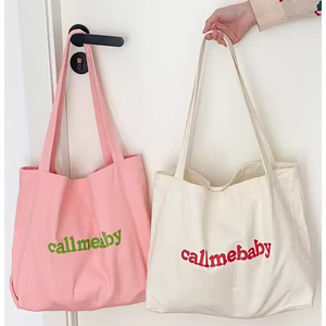 Wholesale Custom Printed Embroidery Logo Blank Pain Woman Cotton Shoulder Shopping Beach <strong>Bag</strong> Canvas <strong>Tote</strong> <strong>Bag</strong> <strong>With</strong> <strong>Zipper</strong> Pocket - Product Image 1