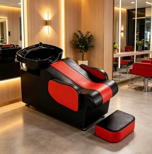 Durable Leather Shampoo Chair with Ceramic Basin Adjustable <b>Footrest</b> High-Density Sponge-Modern Design for Commercial Salon Use - Product Image 1