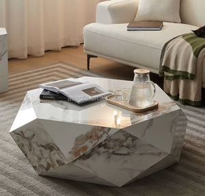 Mesa <span class=keywords><strong>de</strong></span> Centro Moderna <span class=keywords><strong>de</strong></span> <span class=keywords><strong>Piedra</strong></span> Sinterizada con Diseño Poligonal <span class=keywords><strong>de</strong></span> <span class=keywords><strong>Diamante</strong></span>, Estilo Italiano Normcore, para Sala <span class=keywords><strong>de</strong></span> Estar, Apartamento u Hotel - Product Image 3