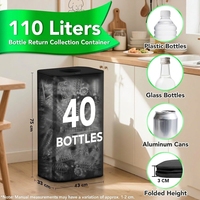 Conteneur de collecte de bouteilles pliable 110L avec couvercle et sac de transport, panier à linge pliable pour la cuisine et la maison