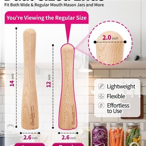 Nueva varilla de madera de haya para fermentación y prensado, diseño de doble punta con graduaciones, herramienta doméstica para envasado. - Product Image 5