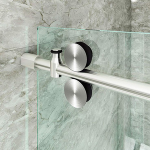 Kit de porte coulissante silencieuse murale en aluminium, système d'amortisseur hydraulique à fermeture douce, pour porte en verre de 8 à 12 mm - Product Image 4