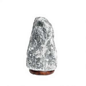 Lampe en sel gris de l'Himalaya de qualité supérieure OEM, 100% naturelle, fabriquée à la main, avec base en bois, lampe en sel gris - Product Image 1