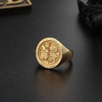 Bague Chevalière Homme Design Tendance Personnalisable Quatre Saisons Simple Plaqué Or 18K PVD Bijou Estampillé en Stock