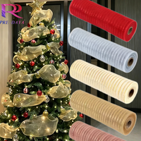 Ruban en gaze de Noël PP, large filet doré scintillant pour décoration de sapin, emballage cadeau et couronnes DIY