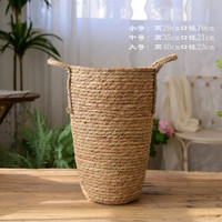 Panier à fleurs en jonc de mer naturel tressé à la main, broderie géométrique, doublure imperméable renforcée, pour la maison et le jardin