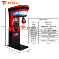 Machine de jeu d'arcade interactive de boxe en métal, à monnayeur, pour 2 joueurs, avec sac de frappe électronique, test de force et son dynamique