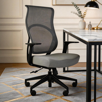 Chaise de bureau pivotante moderne et confortable en maille, avec hauteur réglable et accoudoirs fixes, design ergonomique pour la maison ou l'atelier