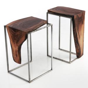Table d'appoint solide avec Base en métal, meuble de maison, bord avec Base en métal en acier <span class=keywords><strong>brut</strong></span> - Product Image 1