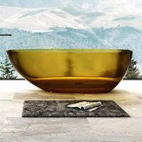 Baignoire carrée autoportante moderne en résine, fonction de trempage portable, couleur cristal transparent, capacité 60+ gallons, écologique, garantie 5 ans