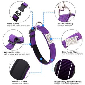 Etiqueta de identificación personalizada, <span class=keywords><strong>Collar</strong></span> de perro de nailon, <span class=keywords><strong>Collar</strong></span> duradero multicolor para mascotas con grabado láser, placa de nombre personalizada - Product Image 5