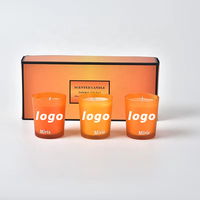 2025 vente en gros de luxe Mini bocal en verre coffret cadeau personnalisé marque privée bougie de cire de soja parfumée aromatique matériau de cire d'abeille