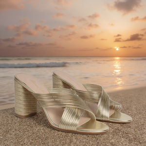 Usine Offre Spéciale Luxe Or Brillant Pantoufles Sandales Femmes Matures Talon Chunky Croix Sangle En Plein Air Été Mode <span class=keywords><strong>Sandale</strong></span> Pantoufles - Product Image 5