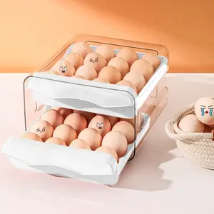 현대 더블 레이어 플라스틱 냉장고 계란 정리함 빈 친환경 롤 보관 서랍 랙 계란 포장 냉장고 랙 빈