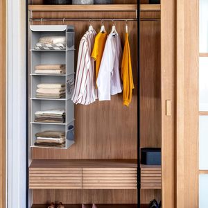 5 <b>Shelf</b> Hanging Closet Organizer Gray 33x15x85cm Fabric Storage For Behind Doors On Walls - Product Image 2
