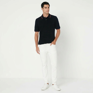 Logotipo personalizado antiarrugas de punto de impresión cuello de solapa Golf para camisa 100% algodón de manga corta para hombre - Product Image 1