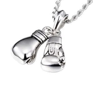 2024 Fashion Stainless Steel Gold Plated Sports Charms Waterproof Custom Gym Sport Boxing Gloves Necklace Pendants For Men