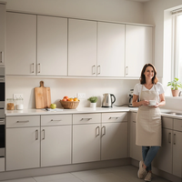 Armoires de cuisine modulaires préfabriquées de style Shaker OPPEIN pour projets avec certification F4 Star pour les constructeurs