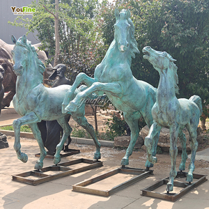 Скульптура YOUFINE: Трехконный конный гарнизон в натуральную величину из литой латуни/бронзы для сада/садового участка/особняка - Product Image 3
