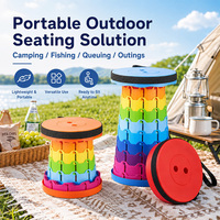 Tabouret pliable robuste et portable, tabouret réglable pour le camping, siège large, chaise pliante rétractable pour la pêche, le barbecue en plein air