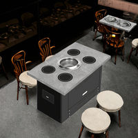 Barbecue d'intérieur commercial coréen Hotpot Combo Cuisinière à induction électrique Barbecue à charbon de bois Revêtement en poudre-Équipement de restaurant