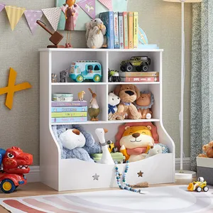 Furniture Bookshelf Child Kindergarten Kids Toddler Wood Toys Organizer And Book Storage Rack Shelf Cabinet For Kids