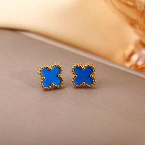 <span class=keywords><strong>Pendientes</strong></span> de Acero Inoxidable Chapados en <span class=keywords><strong>Oro</strong></span> de 18K de Alta Gama, Diseño Geométrico de Trébol de Cuatro Hojas, Modernos, Unisex, al por Mayor - Product Image 5