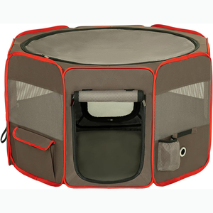 Corralito para mascotas suave octogonal de lujo portátil Bolígrafo para perros de acero inoxidable de alta calidad - Product Image 1