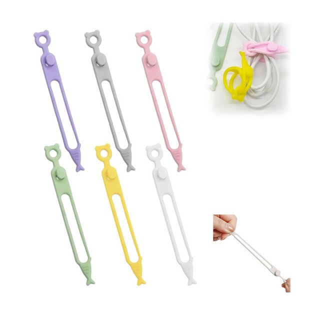 Silicone Cable Ties Cord Organizer Straps Reusable Multi-Functional Wire Holder for Phone Charging Earphones Accessories