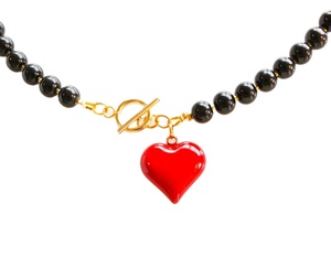 Elegante <span class=keywords><strong>Collana</strong></span> con Perline Rosse <span class=keywords><strong>e</strong></span> Ciondolo a Cuore Dorato, Trendy <span class=keywords><strong>e</strong></span> Chic, con Imitazione <span class=keywords><strong>di</strong></span> <span class=keywords><strong>Diamanti</strong></span> <span class=keywords><strong>e</strong></span> <span class=keywords><strong>Perle</strong></span>, Choker - Product Image 4