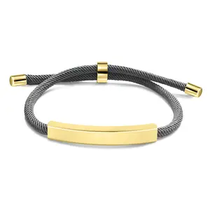 Ywganggu acier inoxydable personnalisé blanc tissé à la main Bracelets d'amitié fermoir réglable corde Bracelets pour hommes