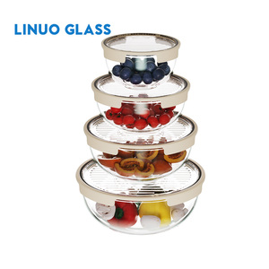 Cuencos de ensalada de frutas multifuncionales para Cocina Casera LINUO, cuenco para servir de vidrio de borosilicato grande con tapa - Product Image 3