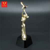 Pigeon doré trophée en métal Art Honor Award cadeau souvenir déesse métal cristal pour affaires coffret cadeau sport personnalisé avec colombe noir